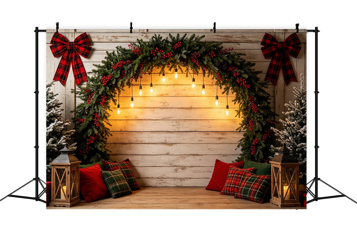 Christmas Arch Backdrop Rustic Garland Light Arch Studio Christmas Backdrops UK CSH69-15
