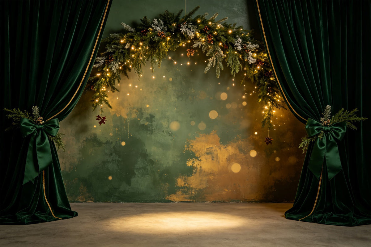 Christmas Wall Backdrop Emerald Velvet Garland Arch Christmas Indoor Backdrop UK CSH69-18