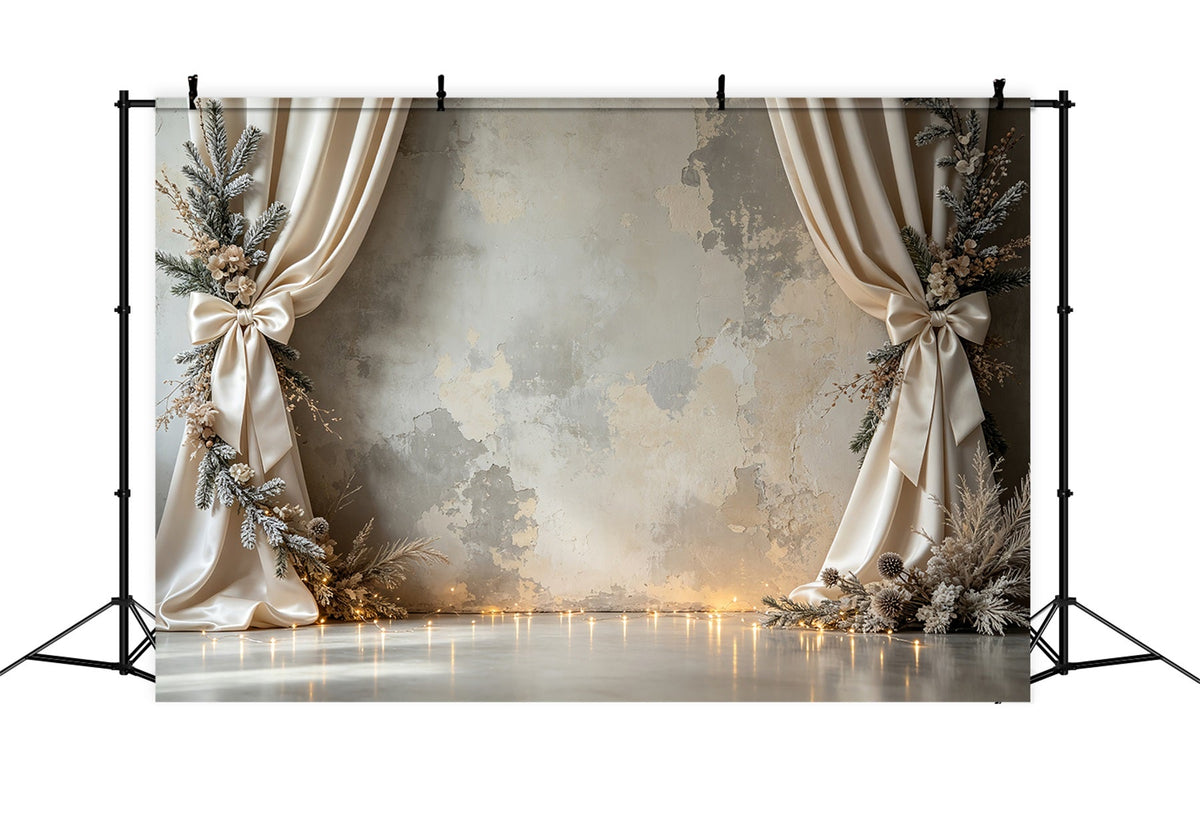 Christmas Wall Backdrops Ivory Draped Floral Arch Indoor Christmas Backdrops UK CSH69-19