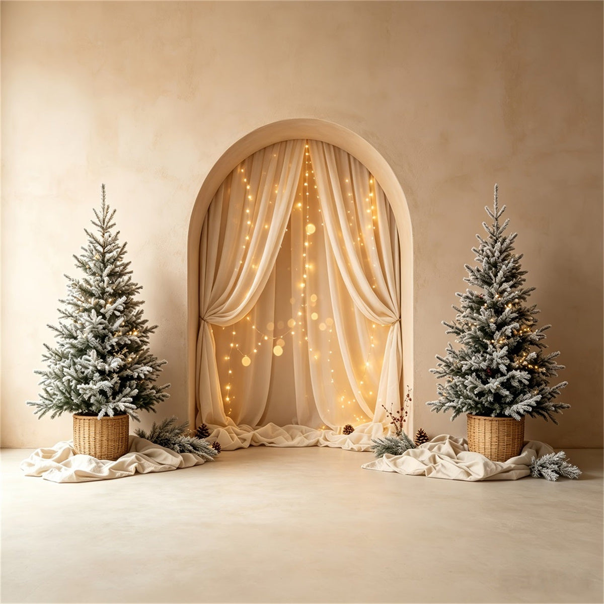 Boho Christmas Backdrop Soft Arch Tree Glow Photographic Backdrops Christmas UK CSH69-24