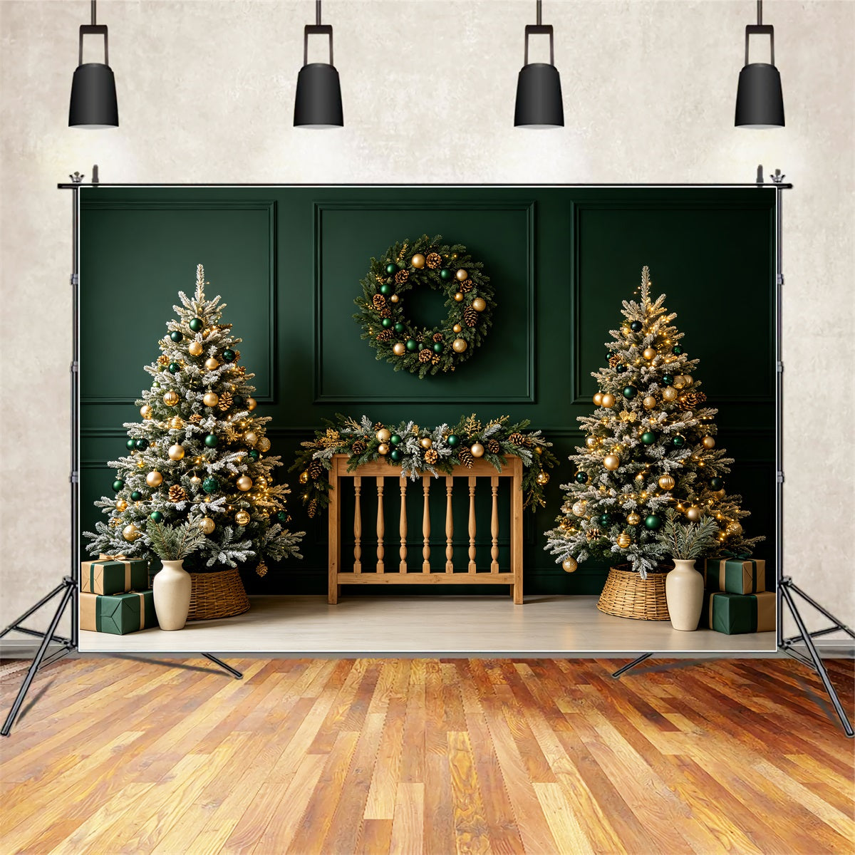 Christmas Headboard Backdrop Emerald Gold Nursery Decor Christmas Photo Backdrop UK CSH69-28