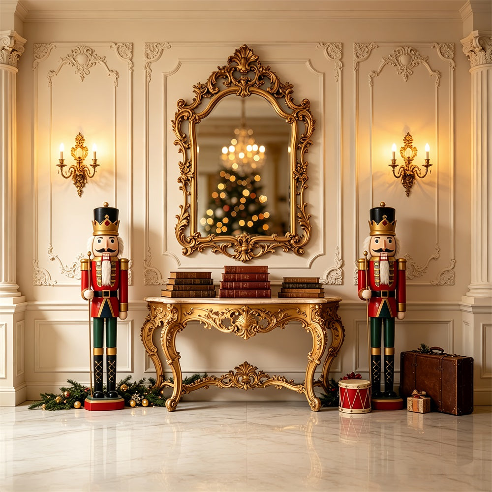 Christmas Nutcracker Backdrop Mirror Console Display Photo Backdrop Christmas UK CSH69-34