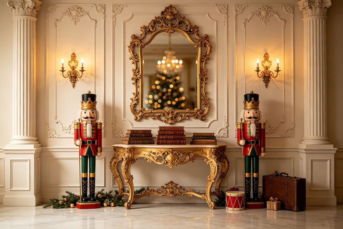 Christmas Nutcracker Backdrop Mirror Console Display Photo Backdrop Christmas UK CSH69-34