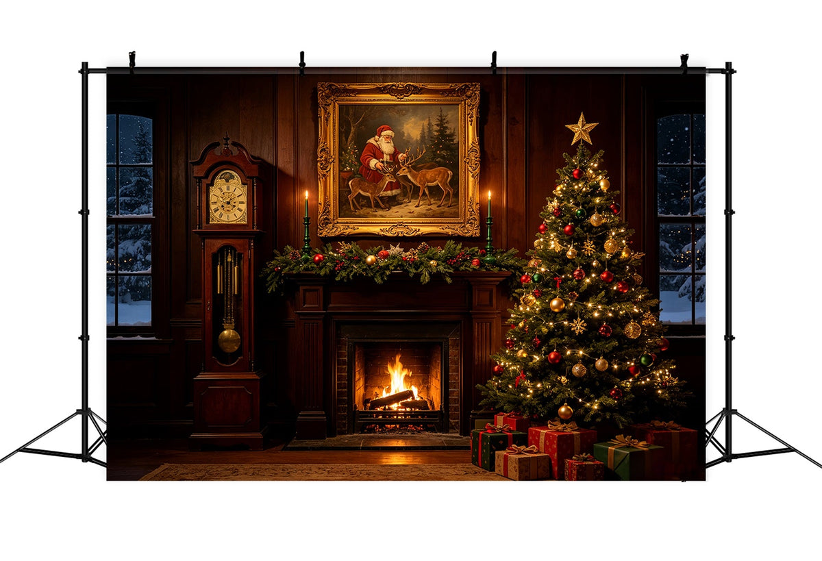 Fireplace Christmas Backdrop Santa Portrait Hearth Room Large Christmas Backdrop UK CSH69-38