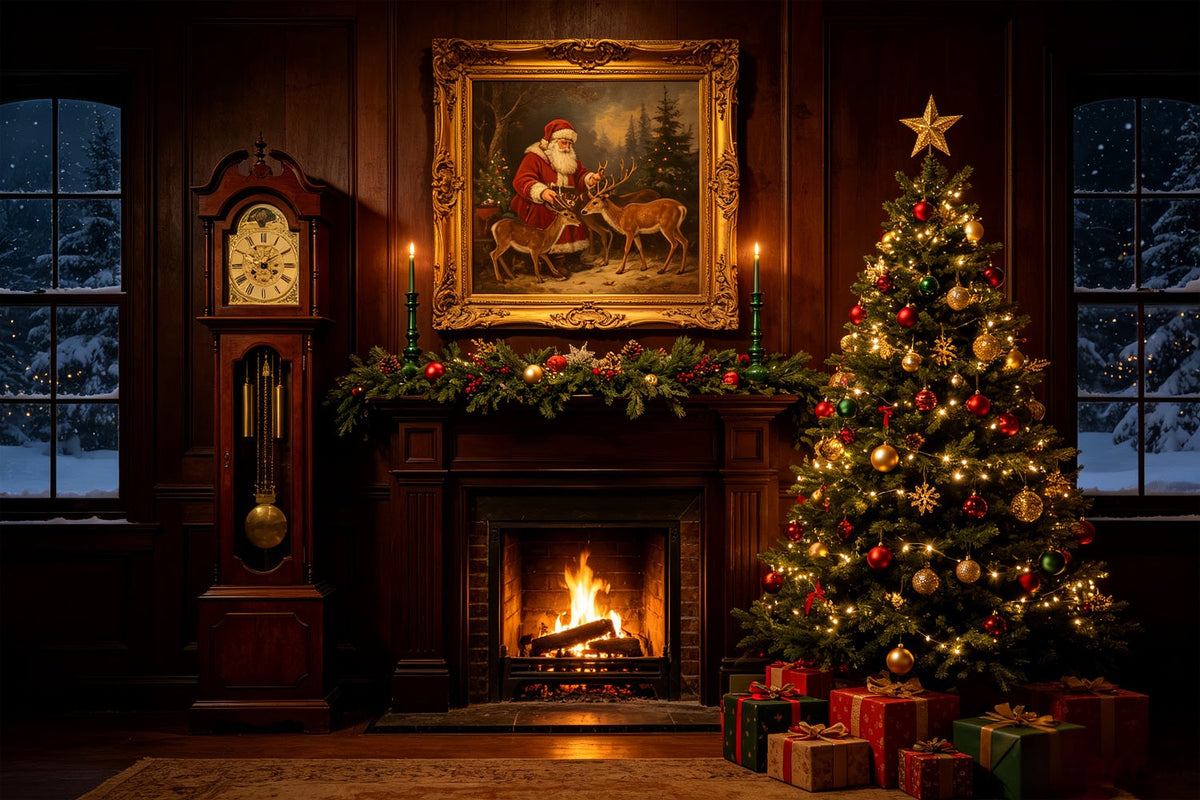 Fireplace Christmas Backdrop Santa Portrait Hearth Room Large Christmas Backdrop UK CSH69-38