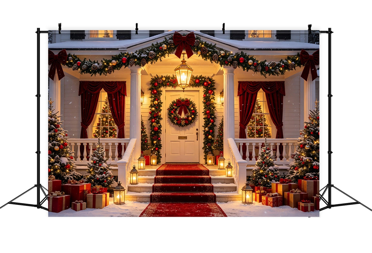 Night Before Christmas Backdrop Red Carpet Porch Entrance Photography Christmas Backdrop UK CSH69-40