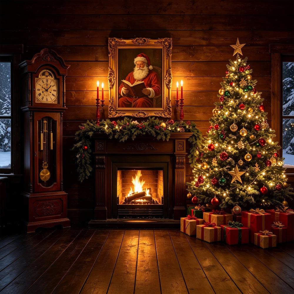 Christmas Cabin Backdrop Santa Portrait Hearth Room Studio Backdrops Christmas UK CSH69-47