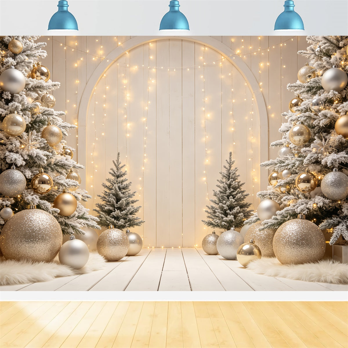 Xmas Backdrop Golden Ornament Arch Display Christmas Portrait Backdrop UK CSH69-56