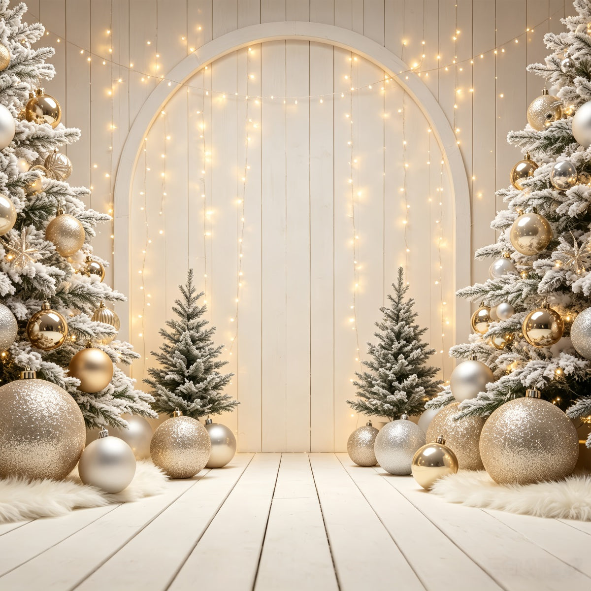 Xmas Backdrop Golden Ornament Arch Display Christmas Portrait Backdrop UK CSH69-56