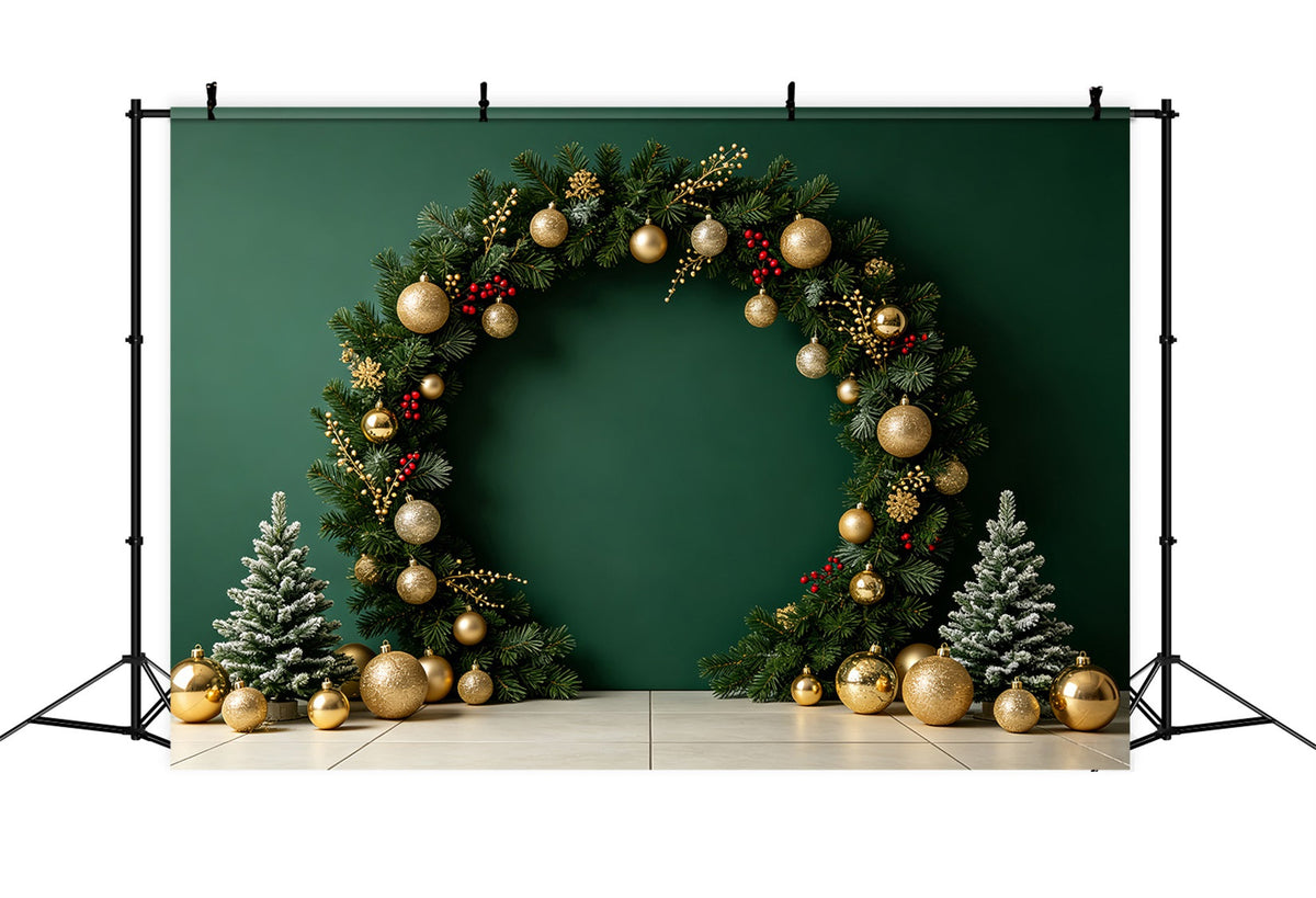 Christmas Photo Backdrops Green Ornament Arch Display Christmas Portrait Backdrop UK CSH69-60