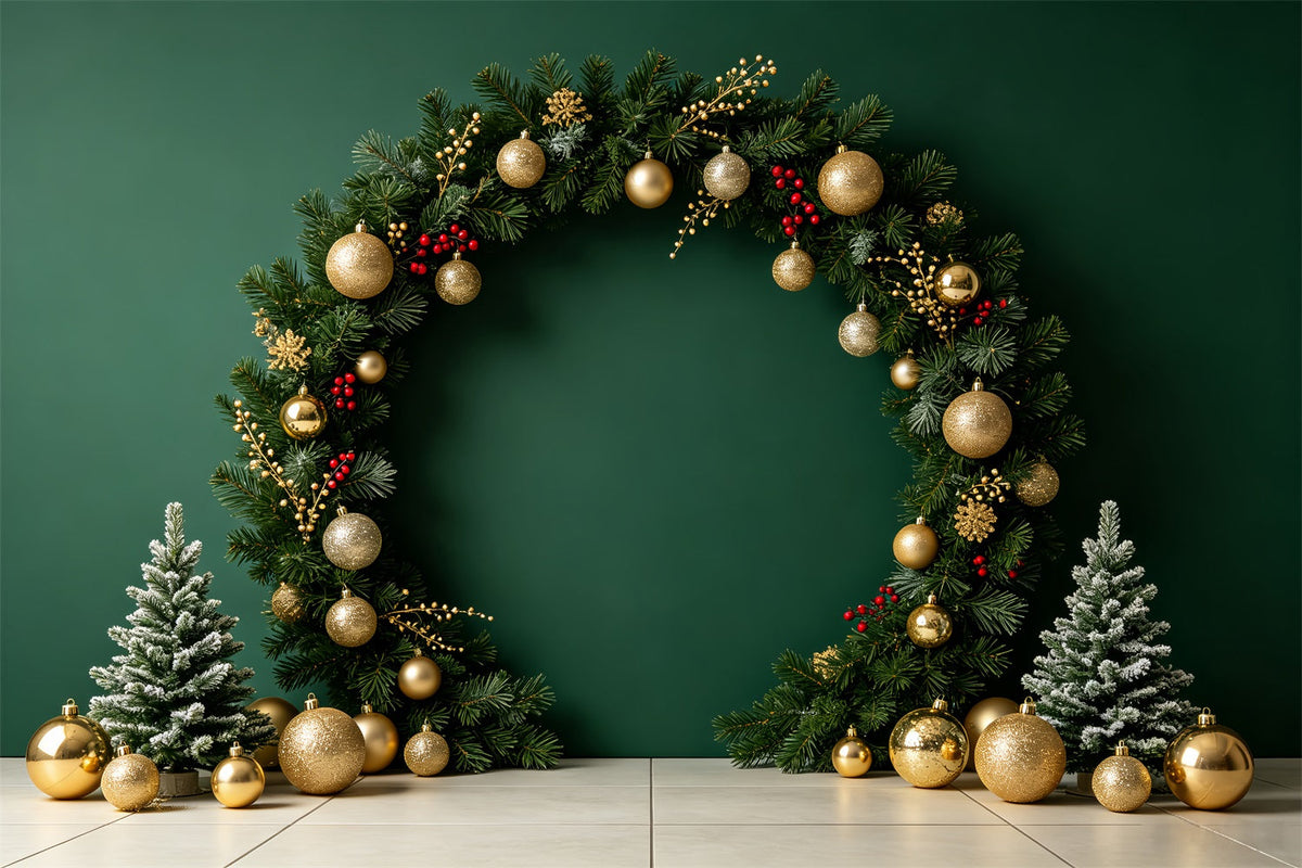 Christmas Photo Backdrops Green Ornament Arch Display Christmas Portrait Backdrop UK CSH69-60