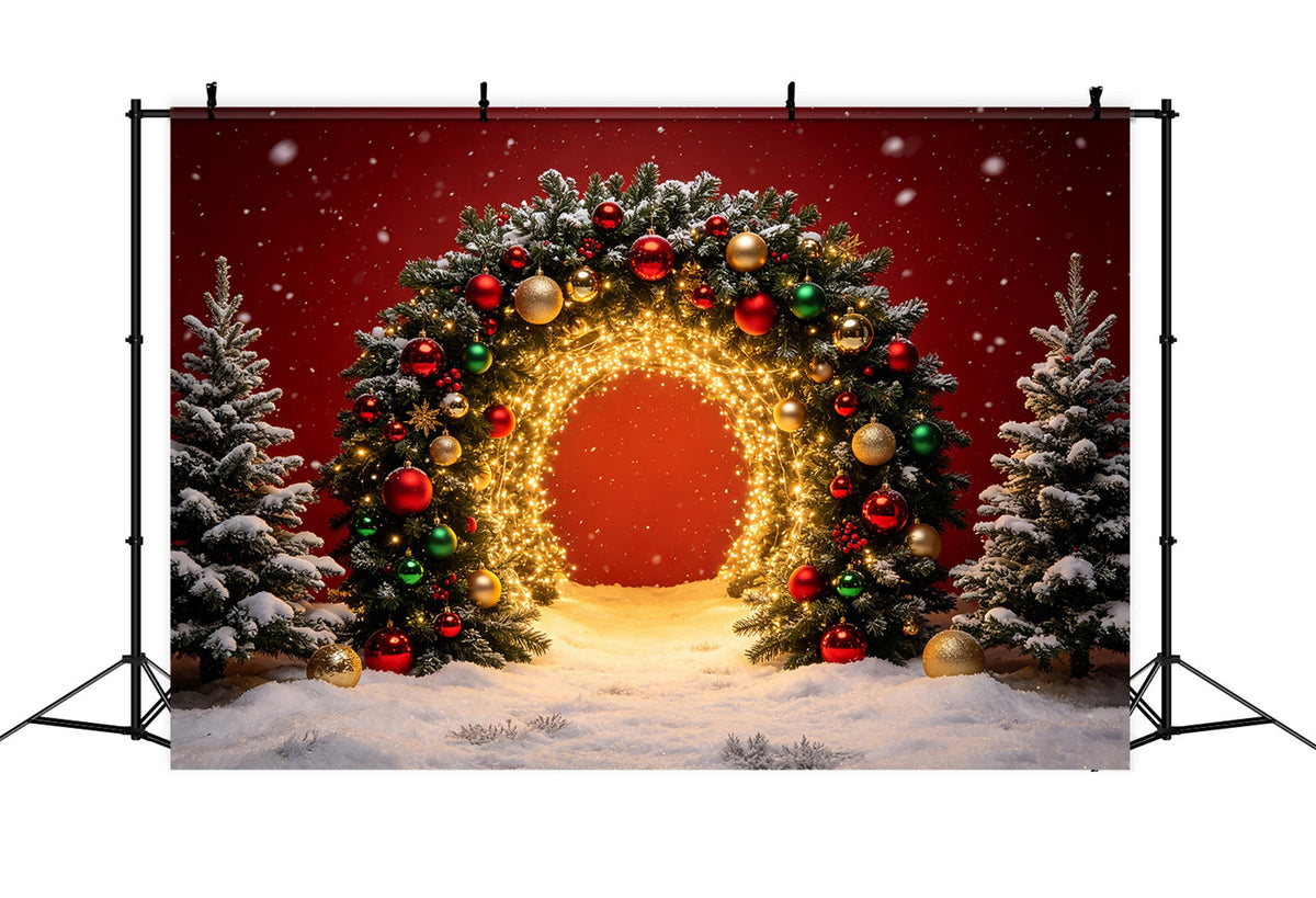 Christmas Portrait Backdrop Golden Lighted Archway Christmas Photoshoot Backdrop UK CSH69-70