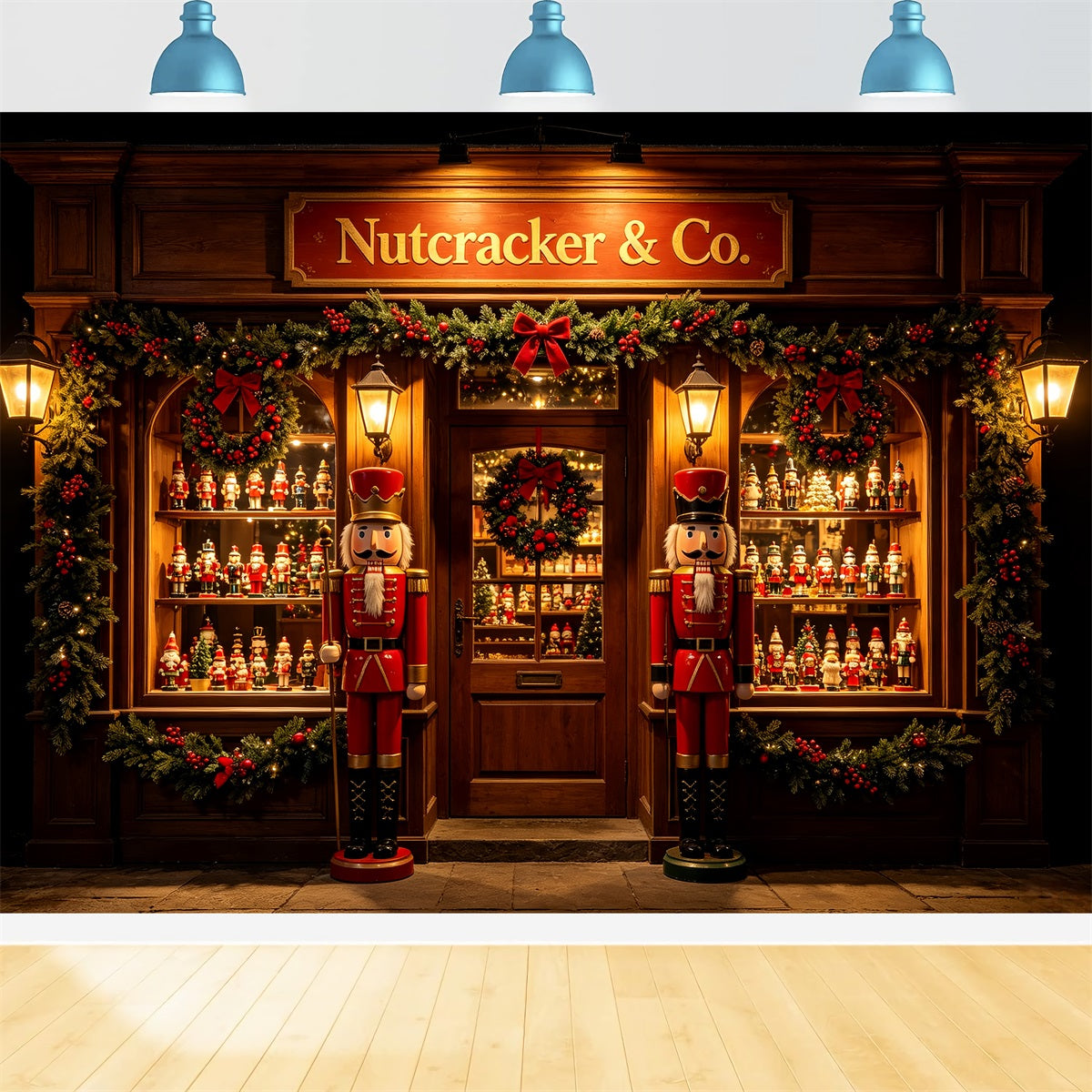 Nutcracker Party Scene Backdrop Toy Shopfront Display Nutcracker Land Of Sweets Backdrop UK CSH69-71