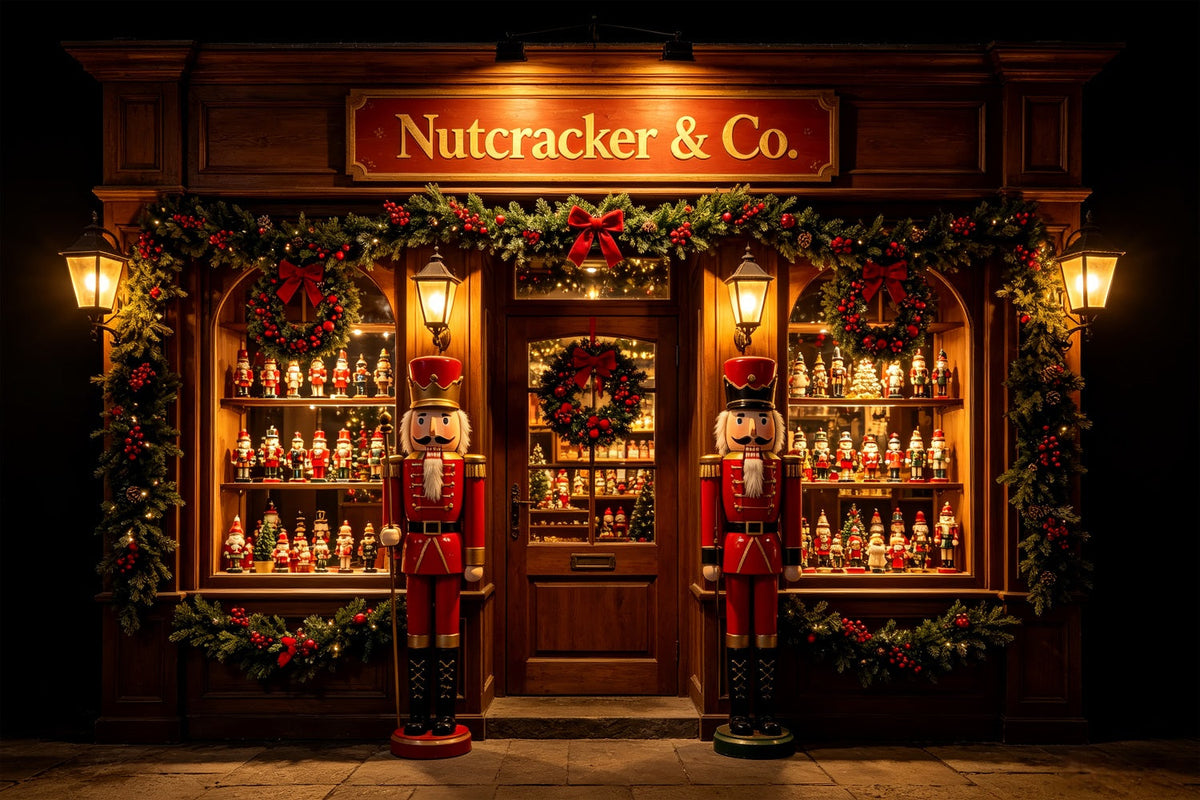 Nutcracker Party Scene Backdrop Toy Shopfront Display Nutcracker Land Of Sweets Backdrop UK CSH69-71