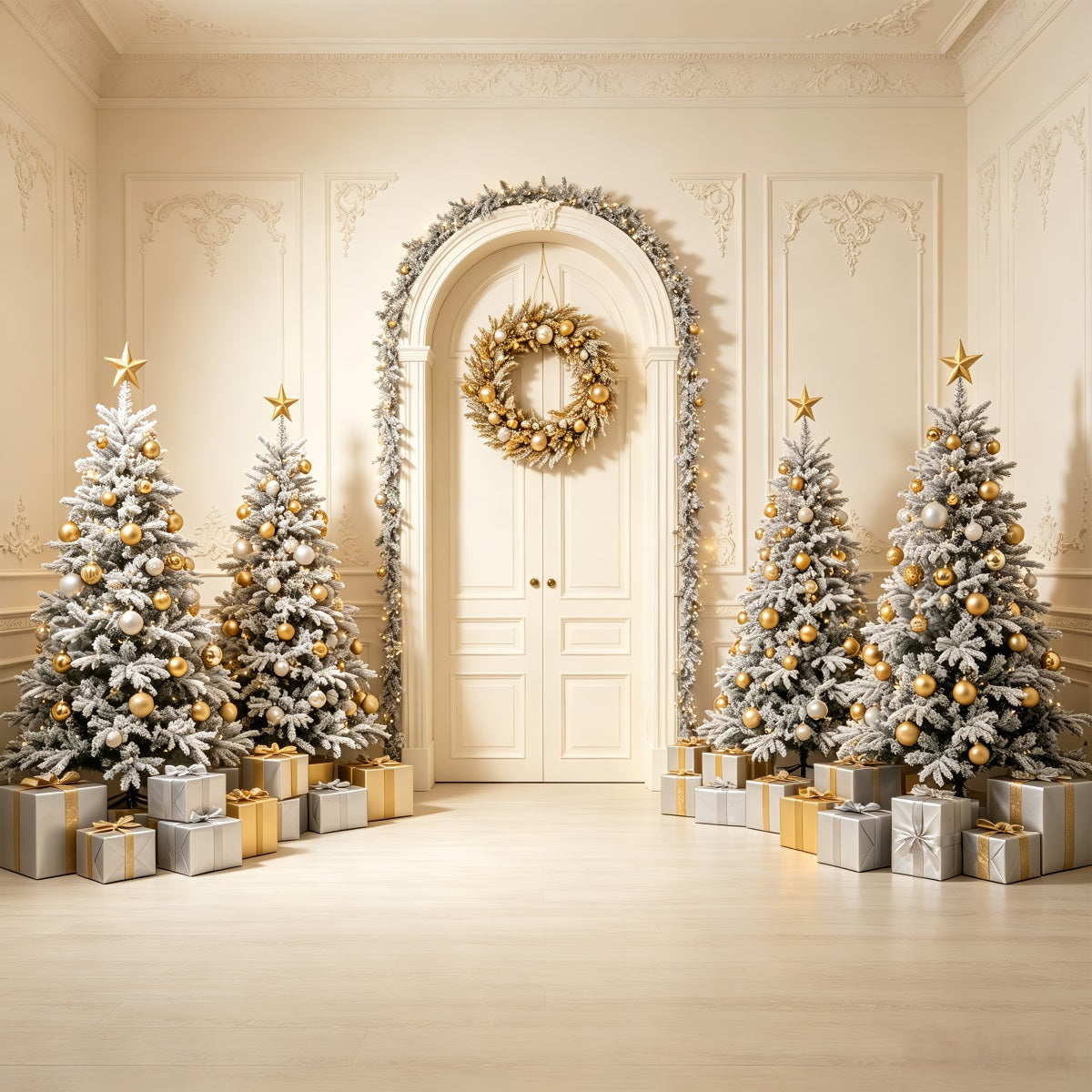 Christmas Card Backdrop White Archway Tree Display Christmas Picture Backdrop UK CSH69-72