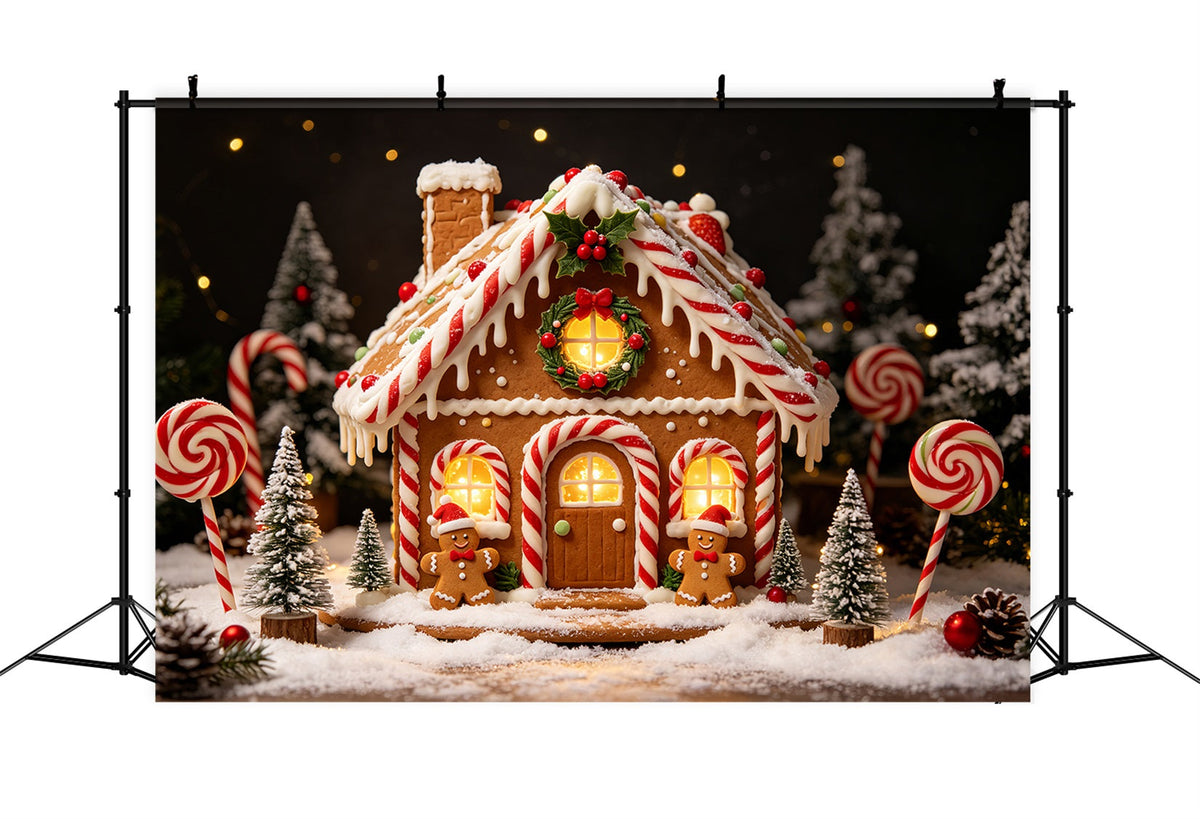 Gingerbread Photo Backdrop Cottage Candy House Gingerbread House Backdrops UK CSH69-87