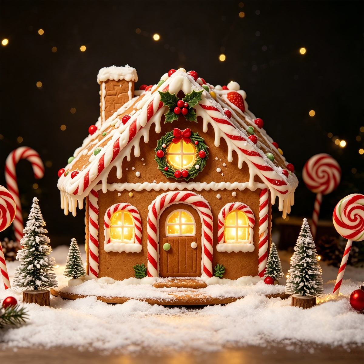 Gingerbread Photo Backdrop Cottage Candy House Gingerbread House Backdrops UK CSH69-87