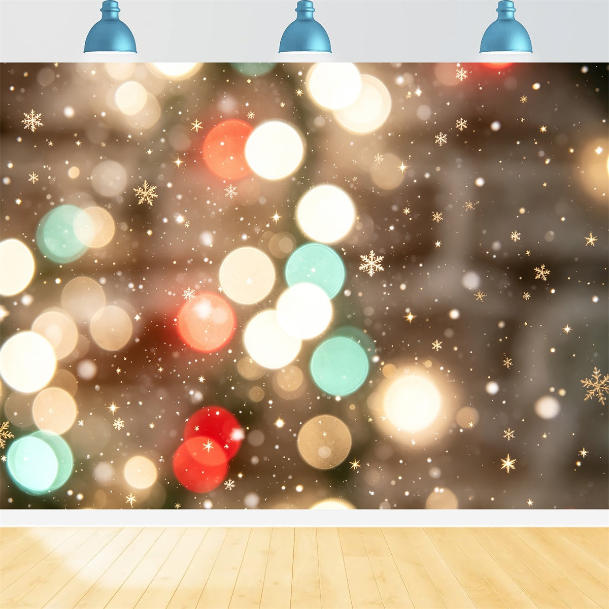Christmas Lights Backdrop Festive Snowflake Bokeh High Resolution Christmas Photo Backdrop UK CSH69-94