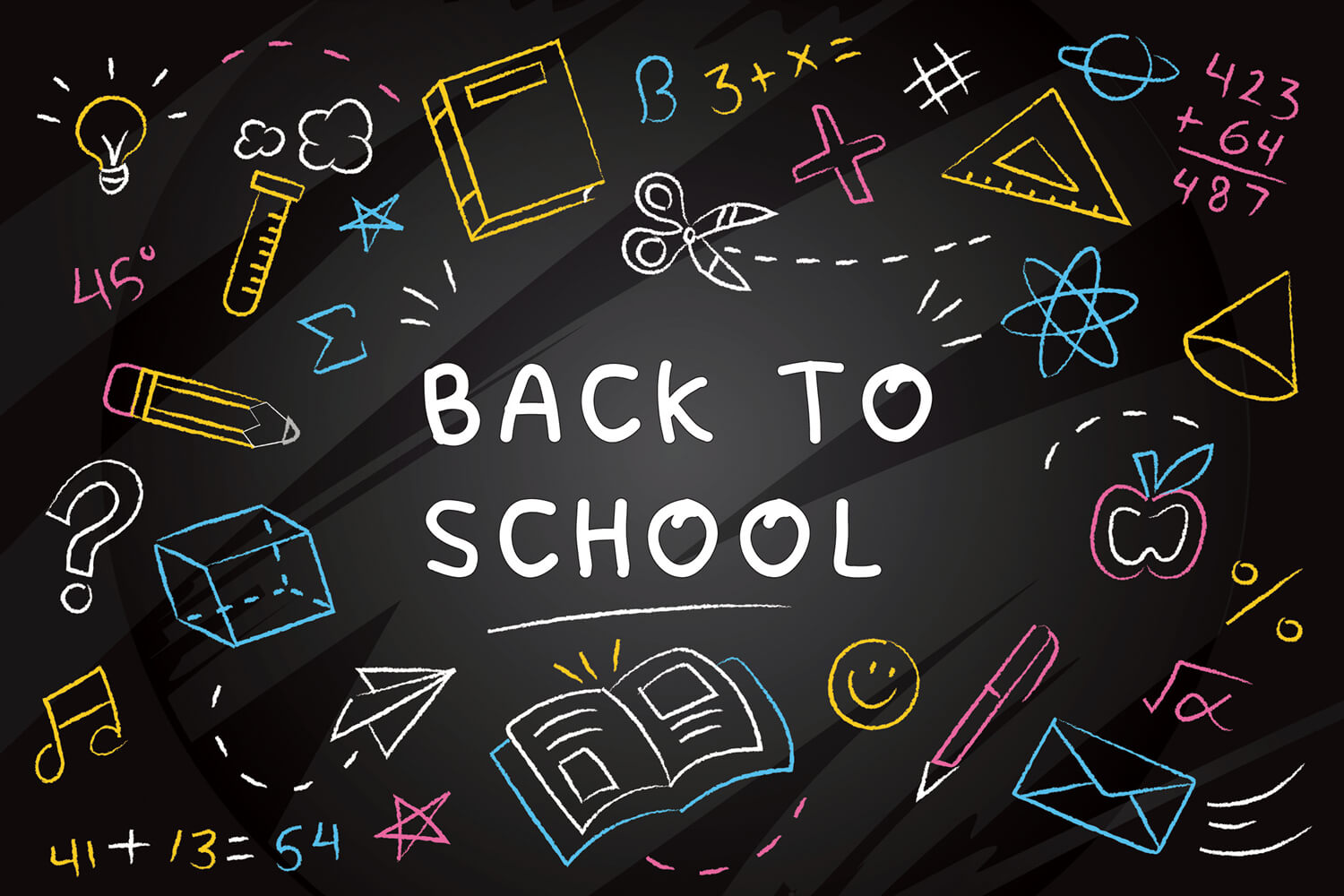 Hand Chalk Drawings Back to School Backdrop UK DBD7-61