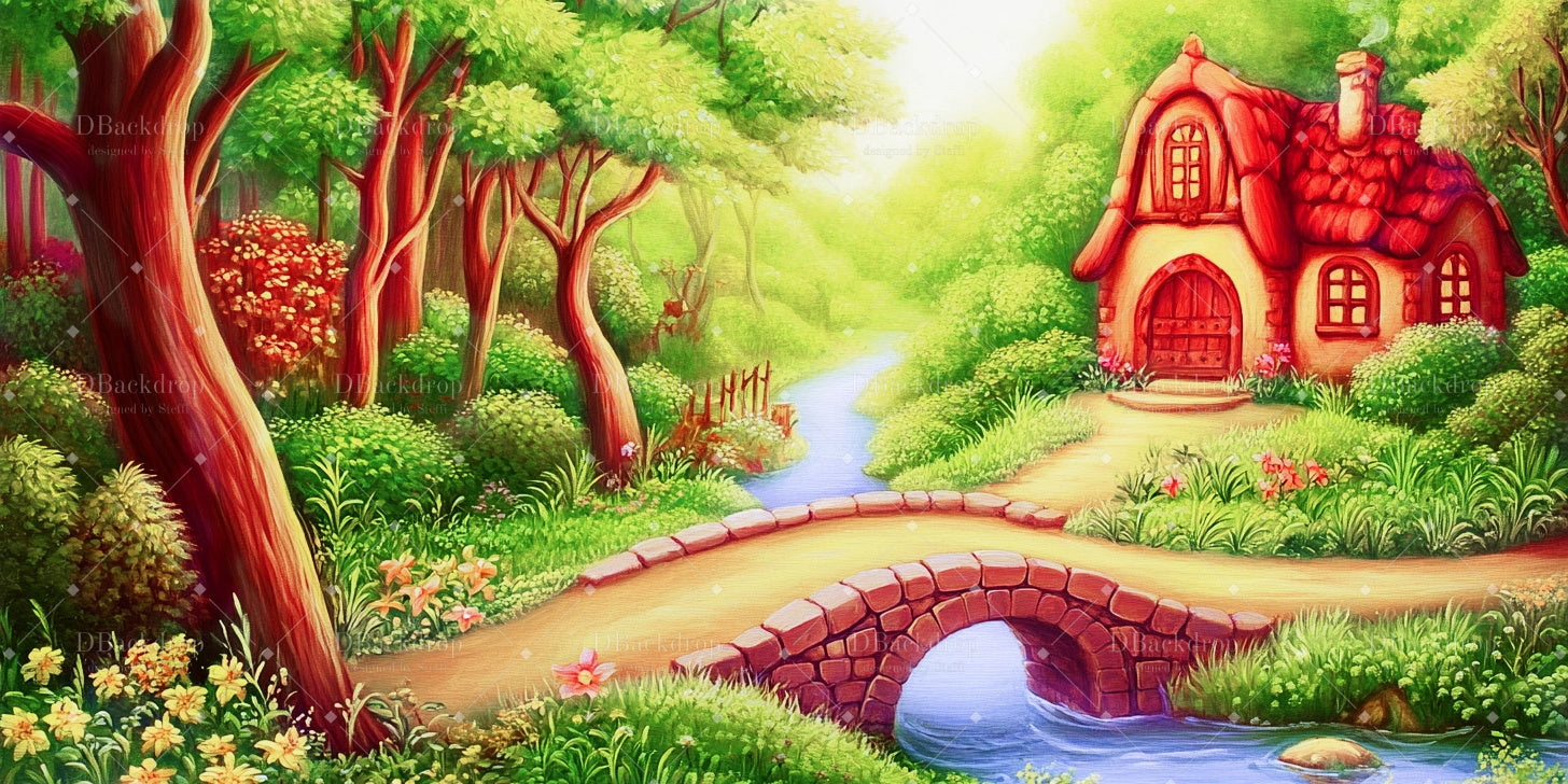 School Play Backdrop Forest Cabin Theater Backdrops UK CSH59-T23