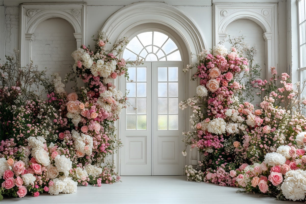 Mother's Day Backdrop Ideas Vibrant Flower White Arch Backdrop UK GQ2-163