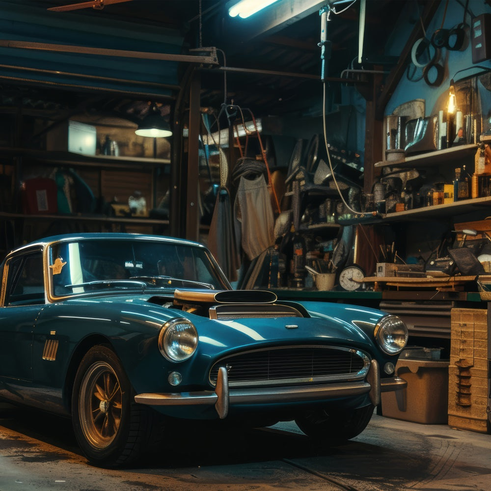 Backdrops For Fathers Day Vintage Car Garage Backdrop UK GQ2-222