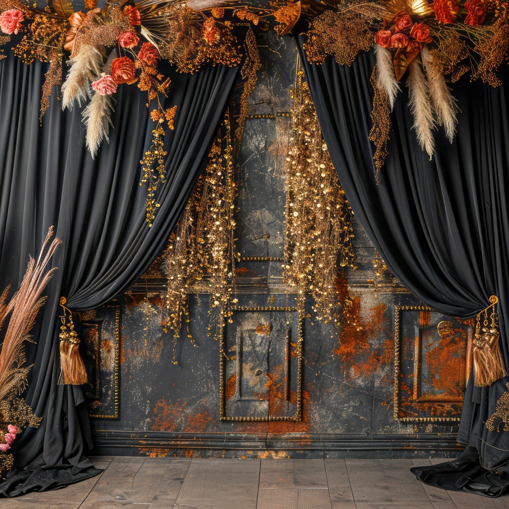 Bohemian Backdrop Vintage Dark Floral Photography Backdrop UK GQ2-31