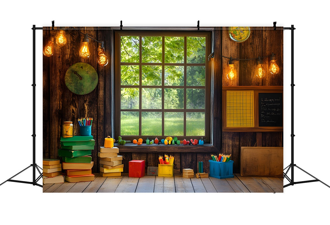 Back To School Backdrop Classroom Window View Backdrop UK GQ3-103