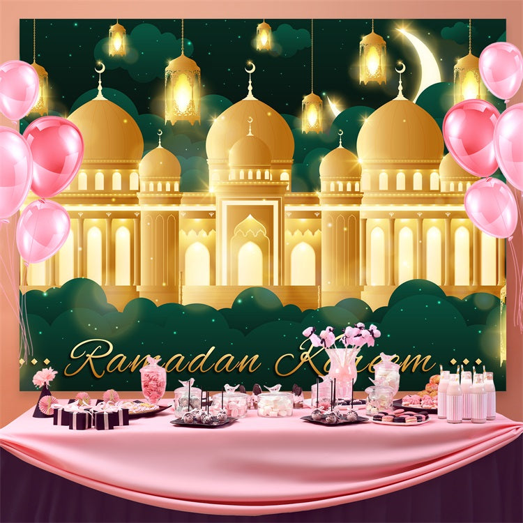 Ramadan Backdrops Golden Palace Mosque Lights Backdrop UK GQ3-11