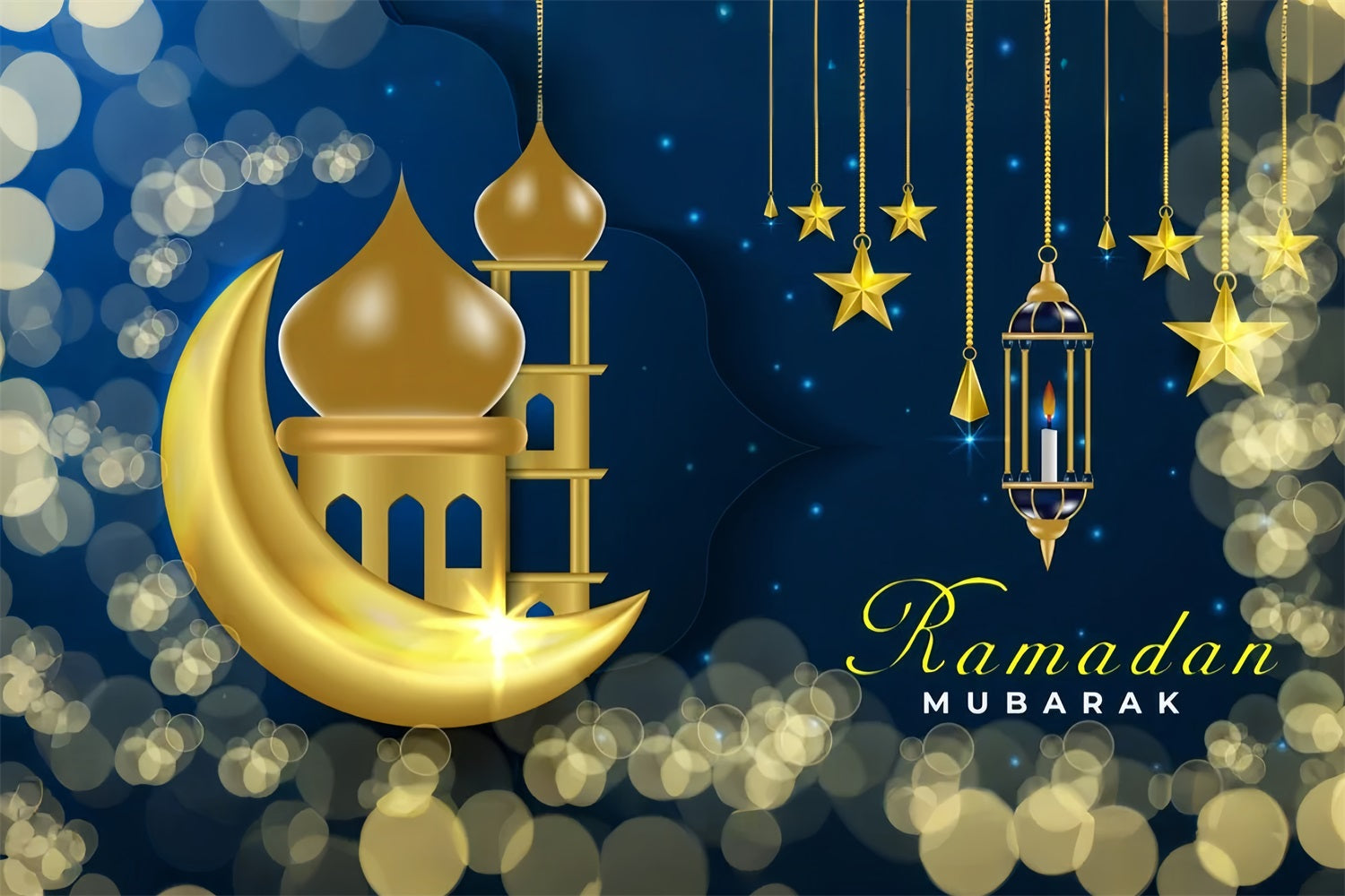 Ramadan Backdrops Golden Moon Starry Night Backdrop UK GQ3-13