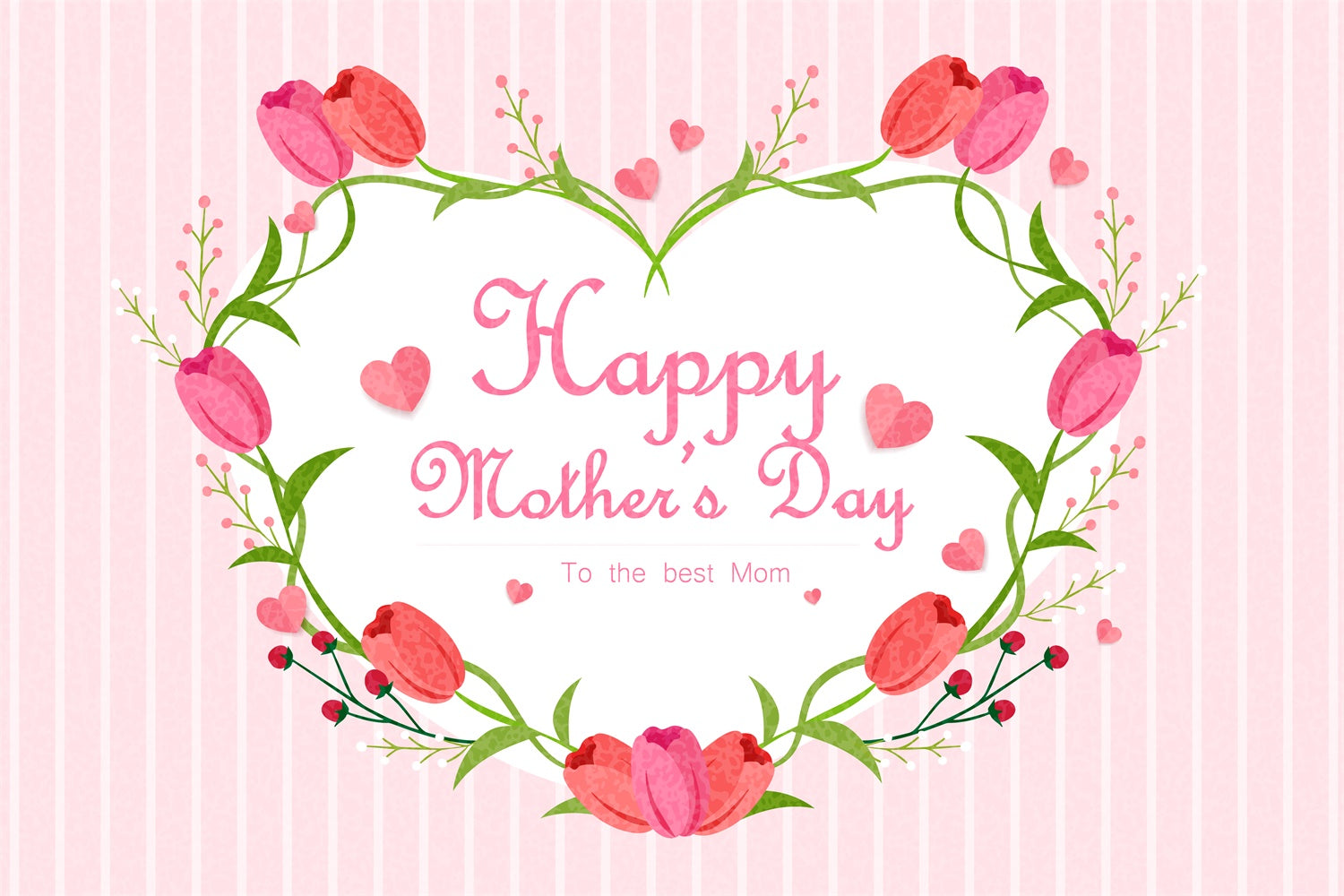 Mothers Day Backdrops Romantic Tulip Heart Customized Backdrop UK GQ3-135