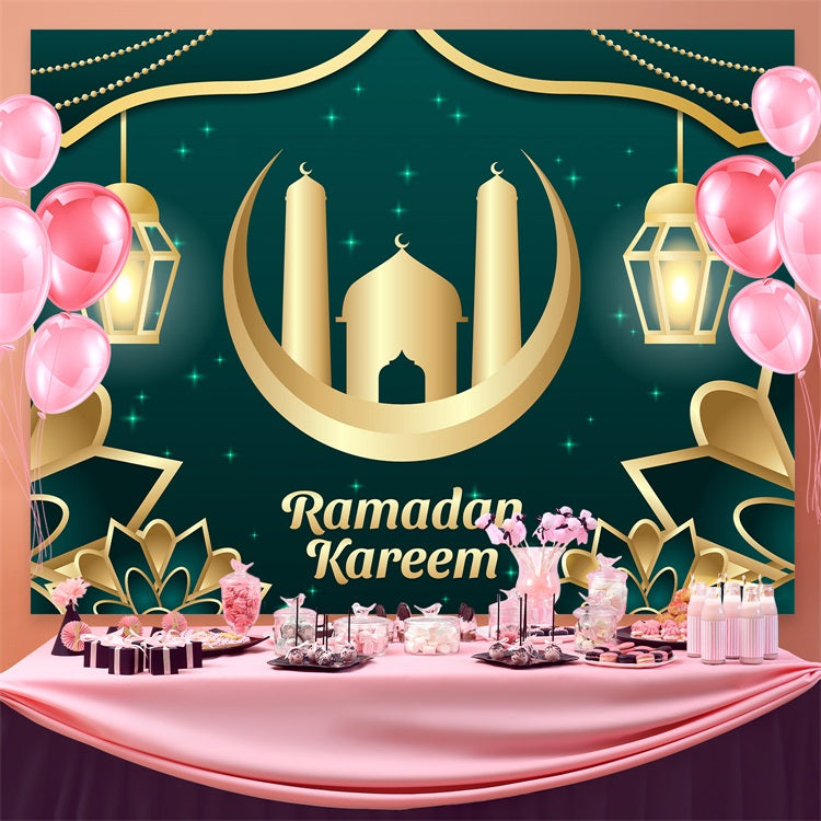 Ramadan Mubarak Backdrop Glowing Golden Palace Backdrop UK GQ3-14