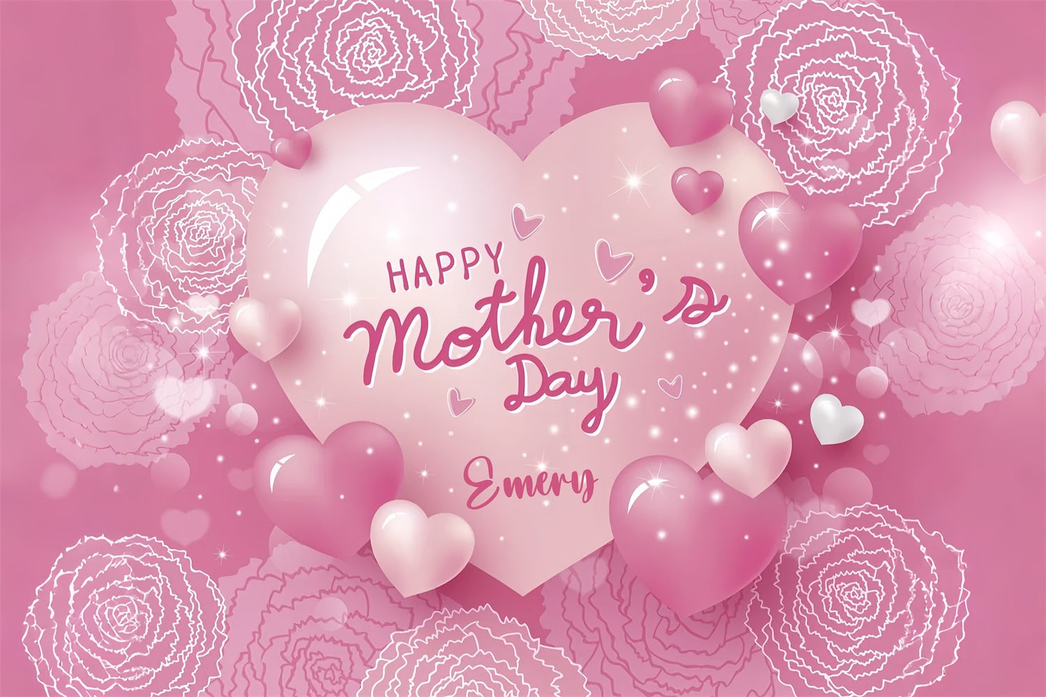 Mother's Day Backdrop Ideas Sparkling Heart Floral Custom Backdrop UK GQ3-148