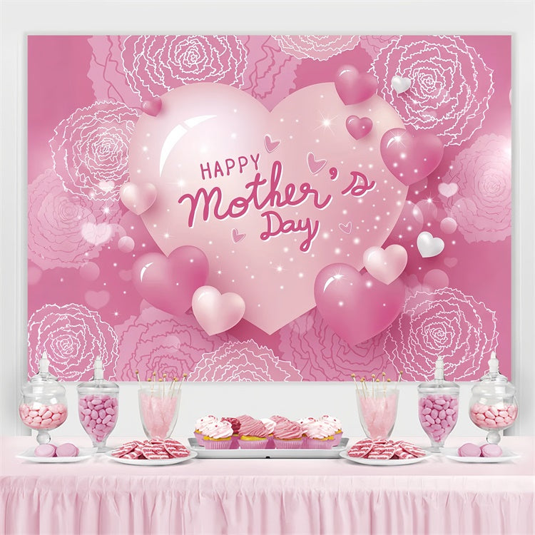 Mother's Day Backdrop Ideas Sparkling Heart Floral Custom Backdrop UK GQ3-148