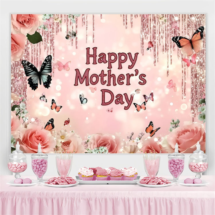 Mother's Day Backdrop Sparkling Floral Butterfly Custom Backdrop UK GQ3-149