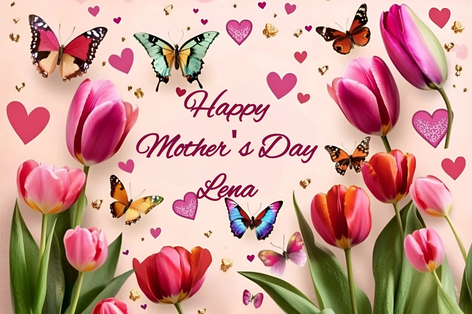 Backdrops For Mother's Day Tulip Blossom Butterfly Custom Backdrop UK GQ3-164