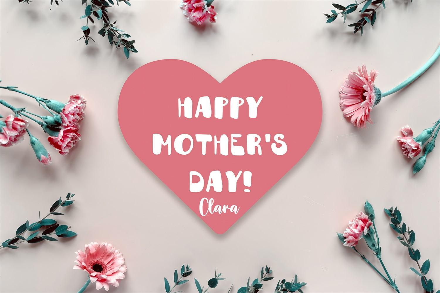 Mothers Day Photo Backdrop Minimalist Pink Floral Custom Backdrop UK GQ3-166