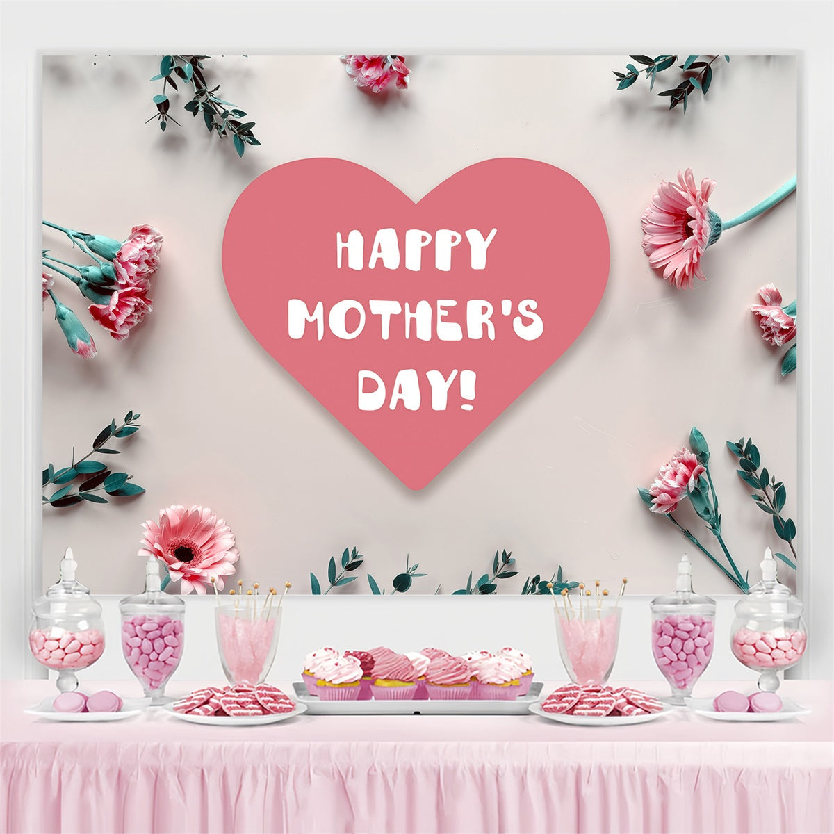 Mothers Day Photo Backdrop Minimalist Pink Floral Custom Backdrop UK GQ3-166