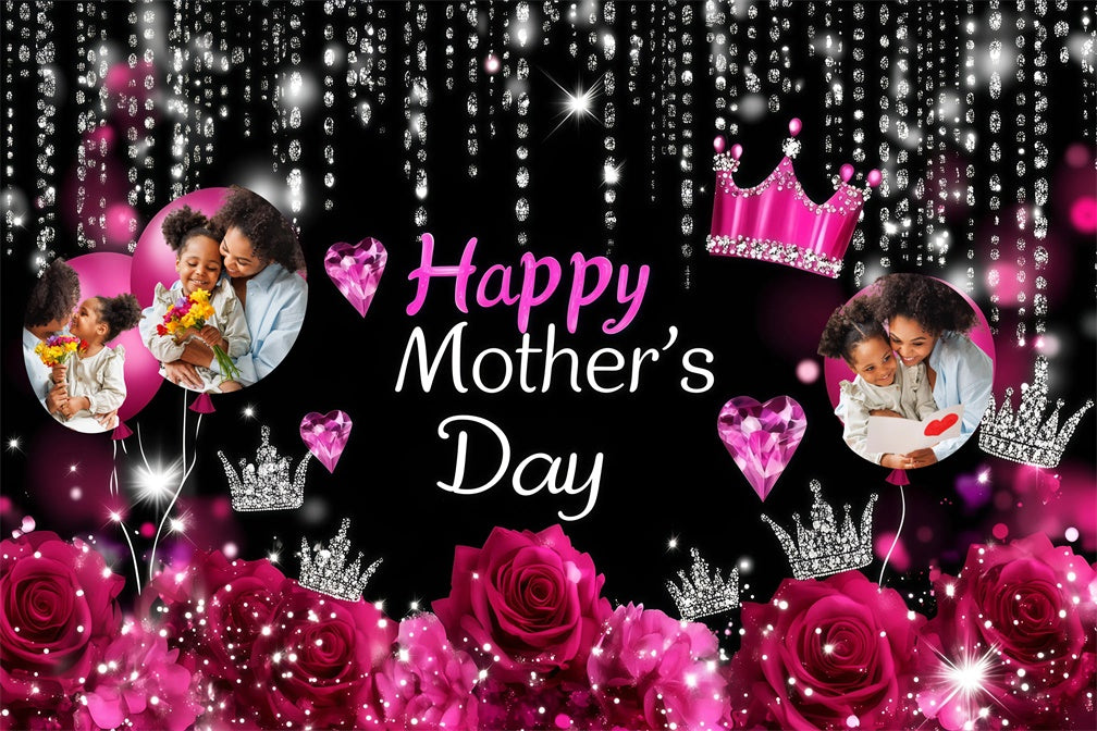 Mothers Day Backdrops Luxury Diamond Rose Personalized Backdrop UK GQ3-196