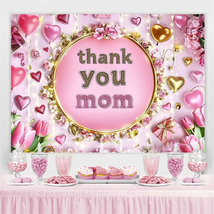 Mothers Day Backdrops Glow Heart Balloons Floral Custom Backdrop UK GQ3-200