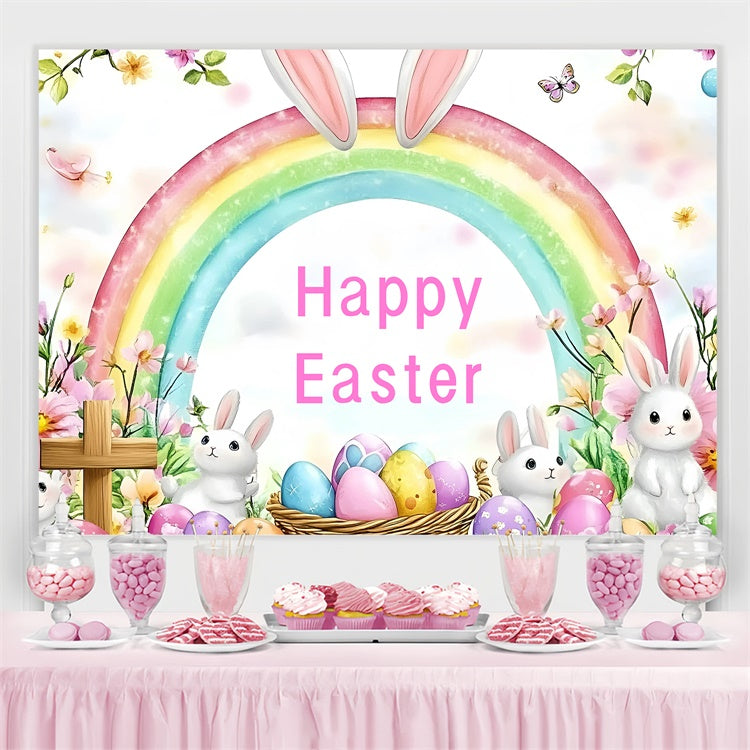 Backdrop Easter Bunny Rainbow Dreamy Personalized Backdrop UK GQ3-212