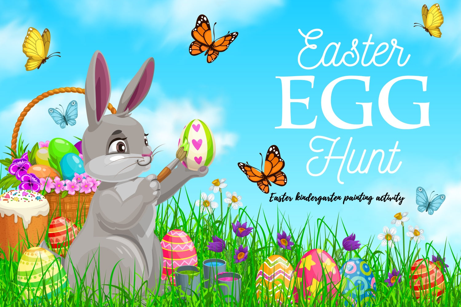 Backdrop For Easter Blue Sky Butterfly Custom Backdrop UK GQ3-214