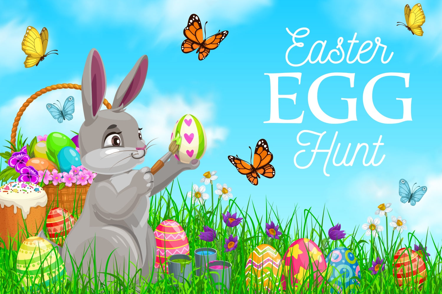 Backdrop For Easter Blue Sky Butterfly Custom Backdrop UK GQ3-214