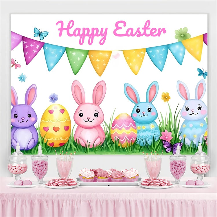 Photo Backdrops Easter Colorful Cartoon Bunny Customized Backdrop UK GQ3-215