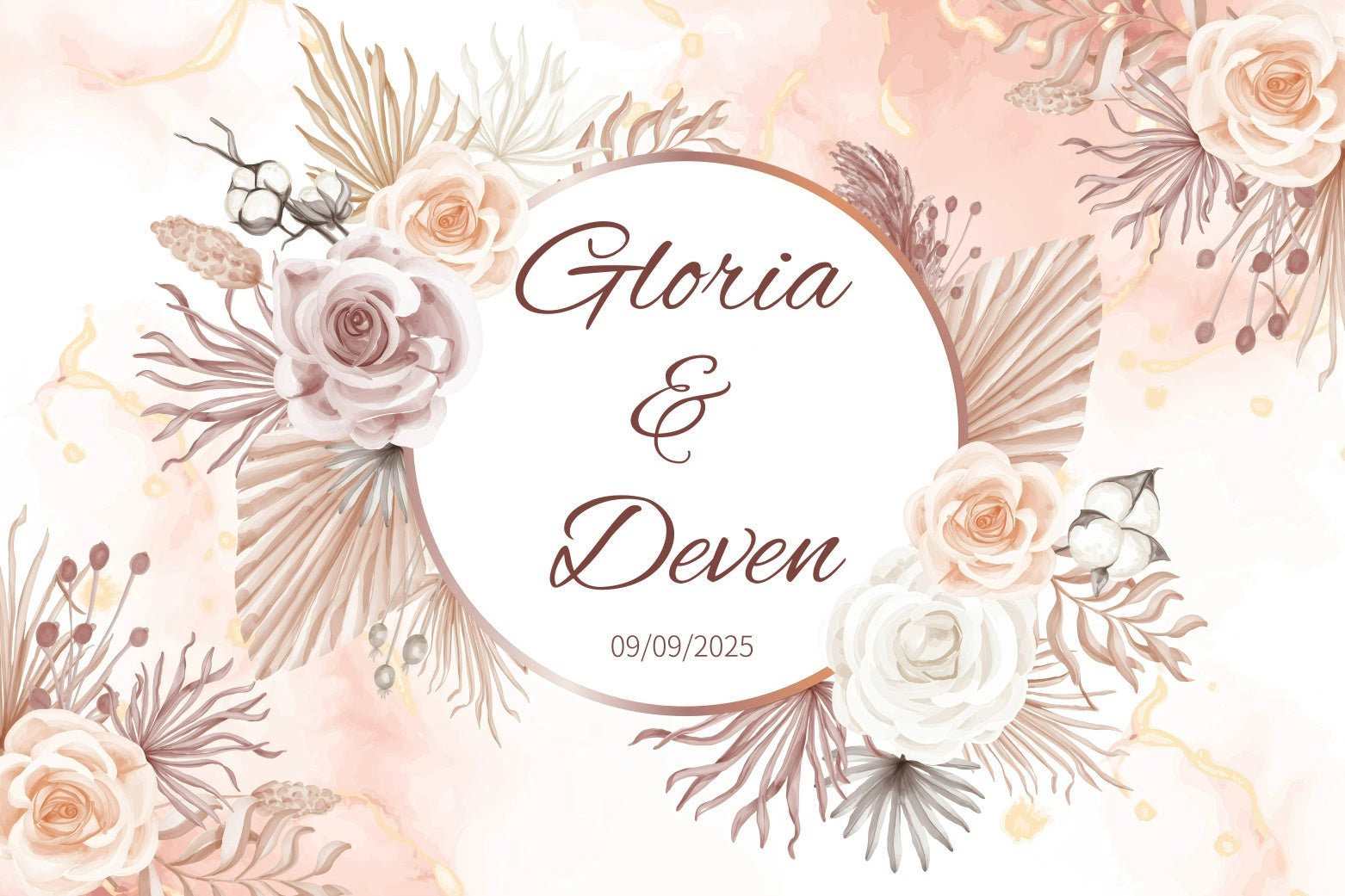 Wedding Backdrop Ideas Rustic Neutral Bloom Customized Backdrop UK GQ3-225