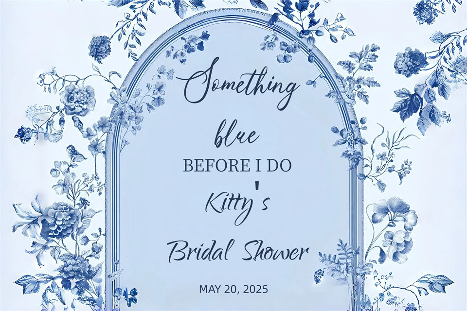 Bridal Shower Backdrop Vintage Blue Floral Arch Personalized Backdrop UK GQ3-227