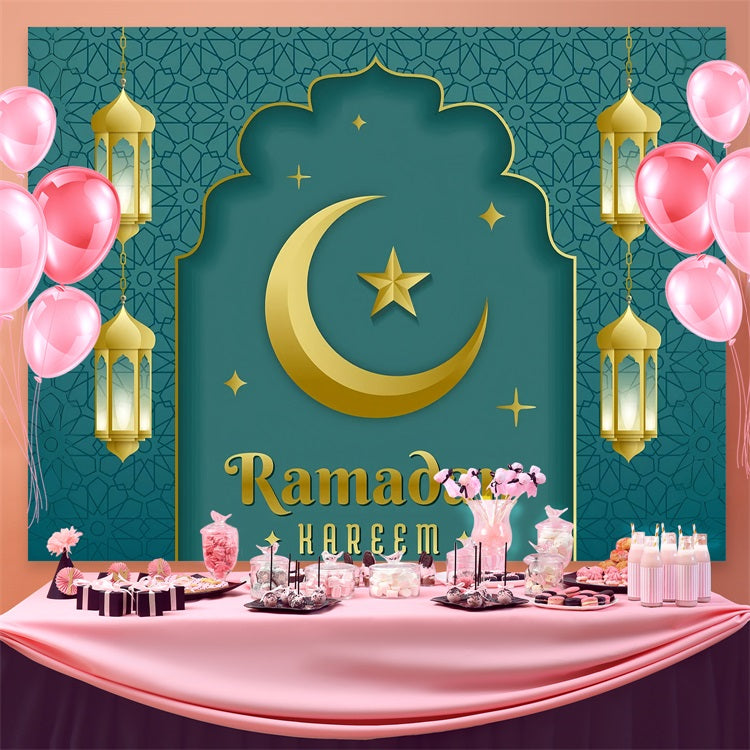 Ramadan Backdrops Elegant Archway Crescent Lantern Backdrop UK GQ3-23
