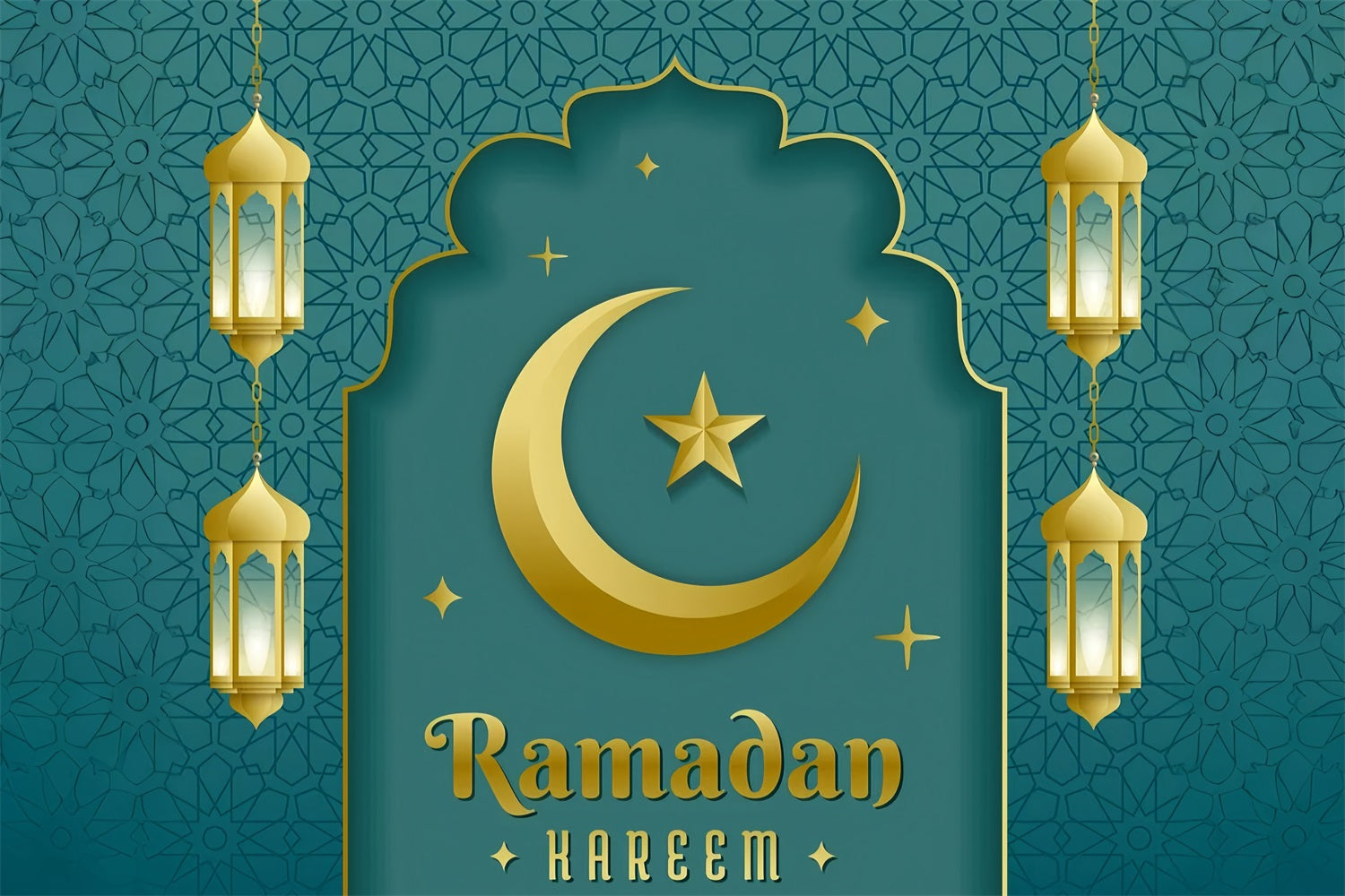 Ramadan Backdrops Elegant Archway Crescent Lantern Backdrop UK GQ3-23