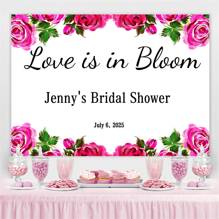 Bridal Shower Backdrop Romantic Bloom Rose Personalized Backdrop UK GQ3-230