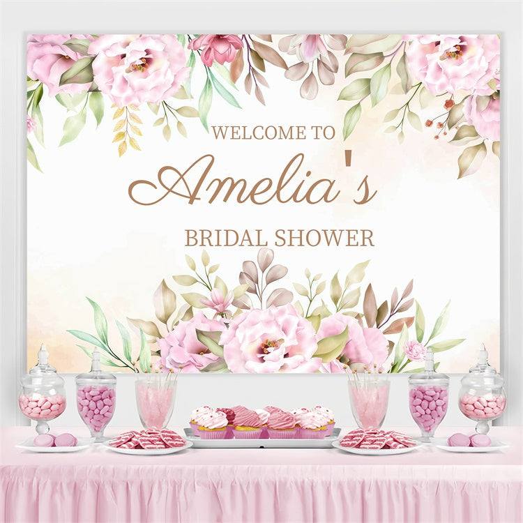 Bridal Shower Backdrop Elegant Pastel Flower Customized Backdrop UK GQ3-232